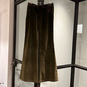 Ulla Johnson olive green velvet sailor bell bottom pants